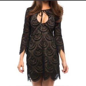 For Love & Lemons Rosalita black lace mini dress Size Small